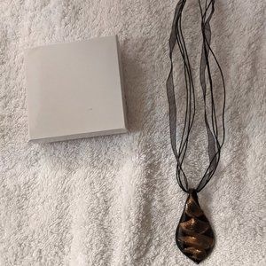 Italian Murano Style Glass Necklace - Black & Gold